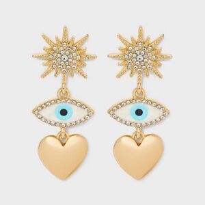 SUGARFIX by BaubleBar Eye Catcher Drop Earrings - Gold/Blue